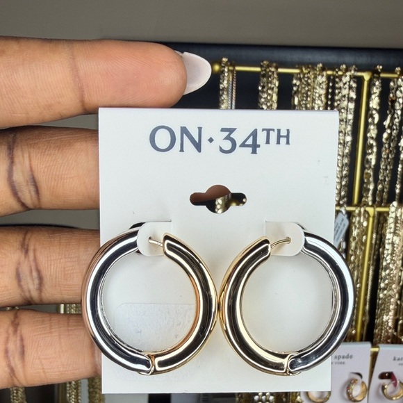 ON 34th Jewelry - ON 34TH Two-Tone Gold and Silver Hoop Earrings